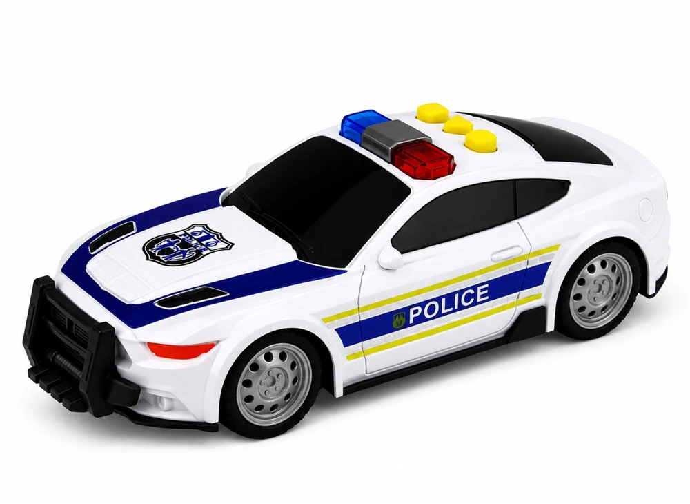 Lean Toys Policijos transporto priemonių rinkinys su šviesos ir garso efektais, baltos ir mėlynos spalvos, 3 vnt.