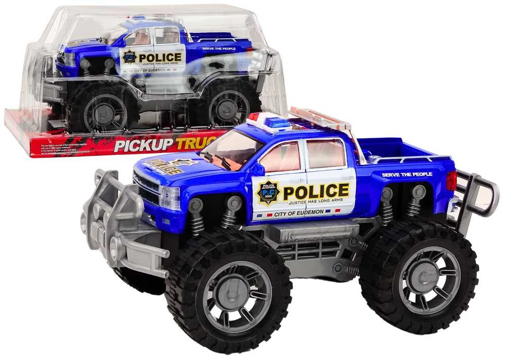 Lean Toys Policijos visureigis su pavara, mėlynas, 31x19x21cm