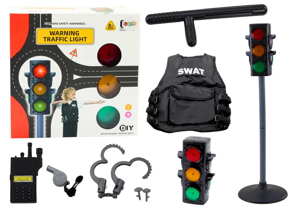 Lean Toys Policininko Rinkinys su Eismo Valdymo Signalais, 10 dalių