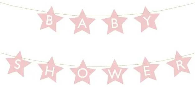 Party Deco Kūdikių dušo žvaigždės ryškiai rožinės spalvos 290 cm x 16,5 cm