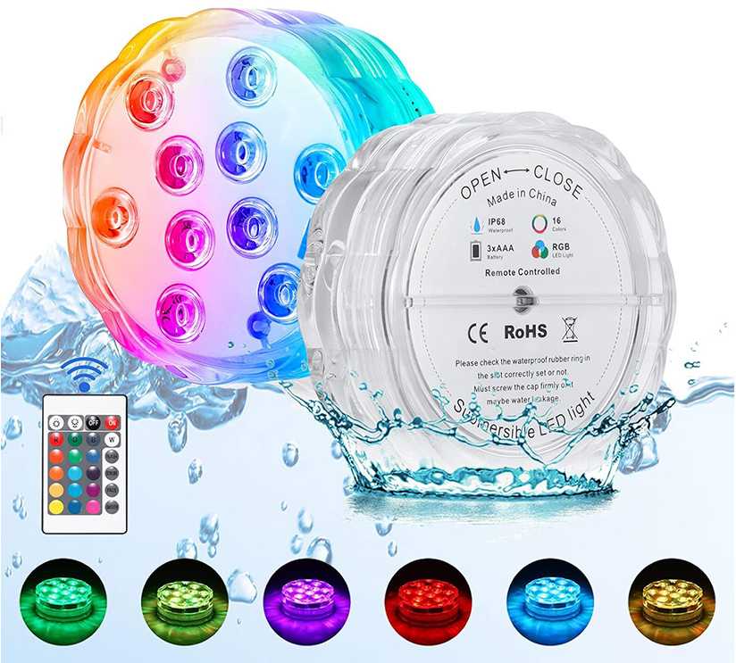 Povandeninis šviestuvas baseinui su 10 LED, RGB, IP68