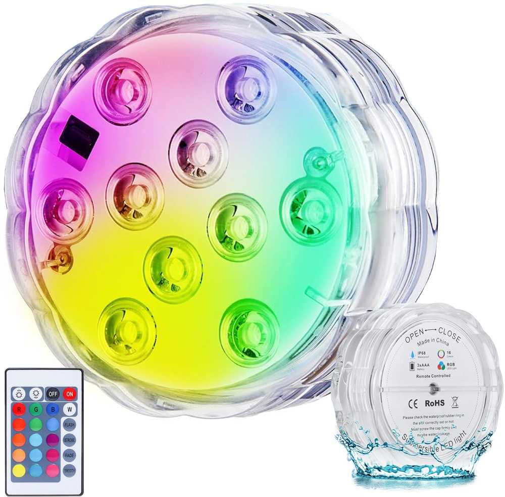 Povandeninis šviestuvas baseinui su 10 LED, RGB, IP68
