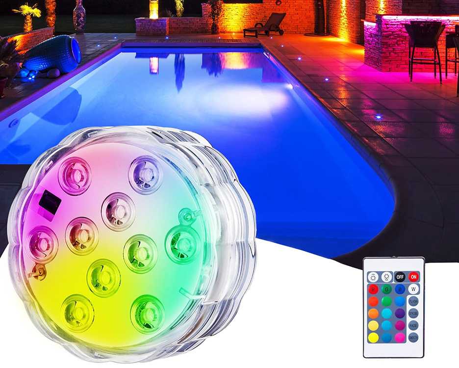 Povandeninis šviestuvas baseinui su 10 LED, RGB, IP68