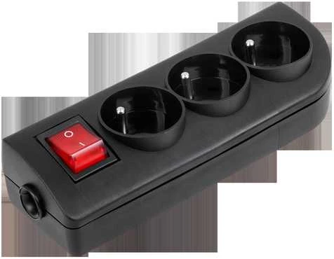 Gniazdo Oem Prailginimo lizdas x 3 su įžeminimu ir jungikliu juodas GN-30W-2