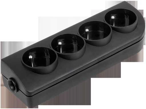 Elgotech Oem Prailginimo laido lizdas x 4 su įžeminimu, juodas GN-40-2