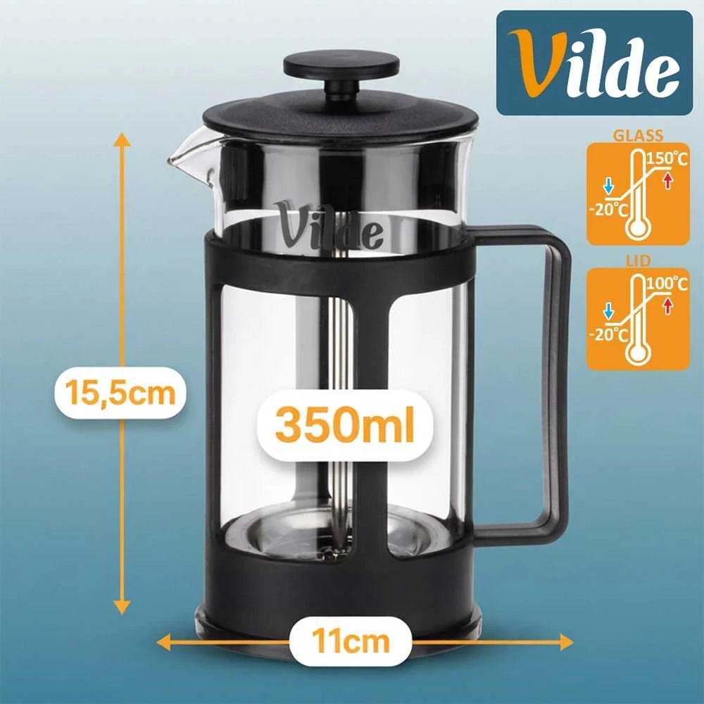 Presinis stiklinis kavos ir arbatos aparatas Vilde 350 ml