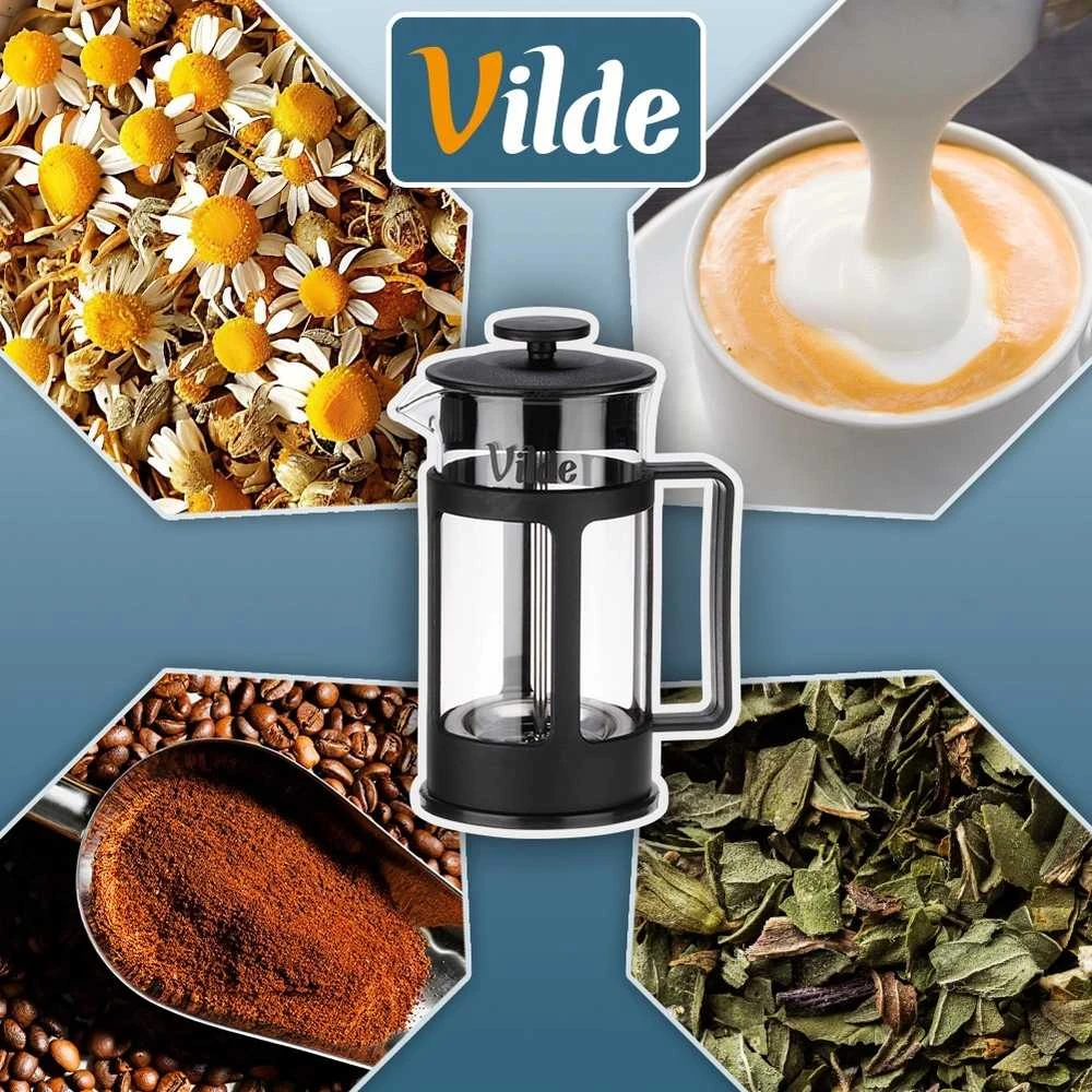 Presinis stiklinis kavos ir arbatos aparatas Vilde 350 ml