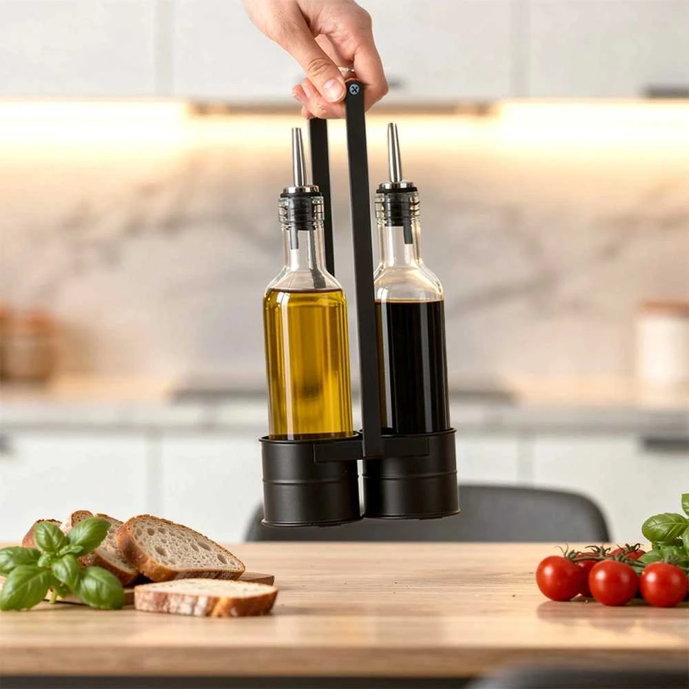Prieskonių buteliukai ir stovas 250 ml 3 vnt.