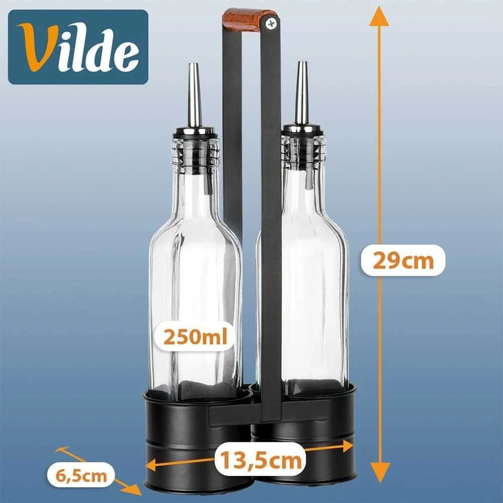 Prieskonių buteliukai ir stovas 250 ml 3 vnt.