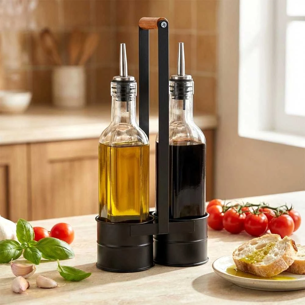 Prieskonių buteliukai ir stovas 250 ml 3 vnt.
