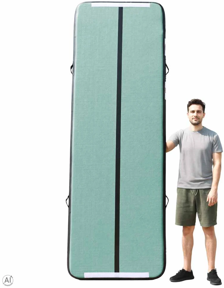 Pripučiama gimnastikos mata „Drop-stitch“, žalia, 300 × 100 × 10 cm