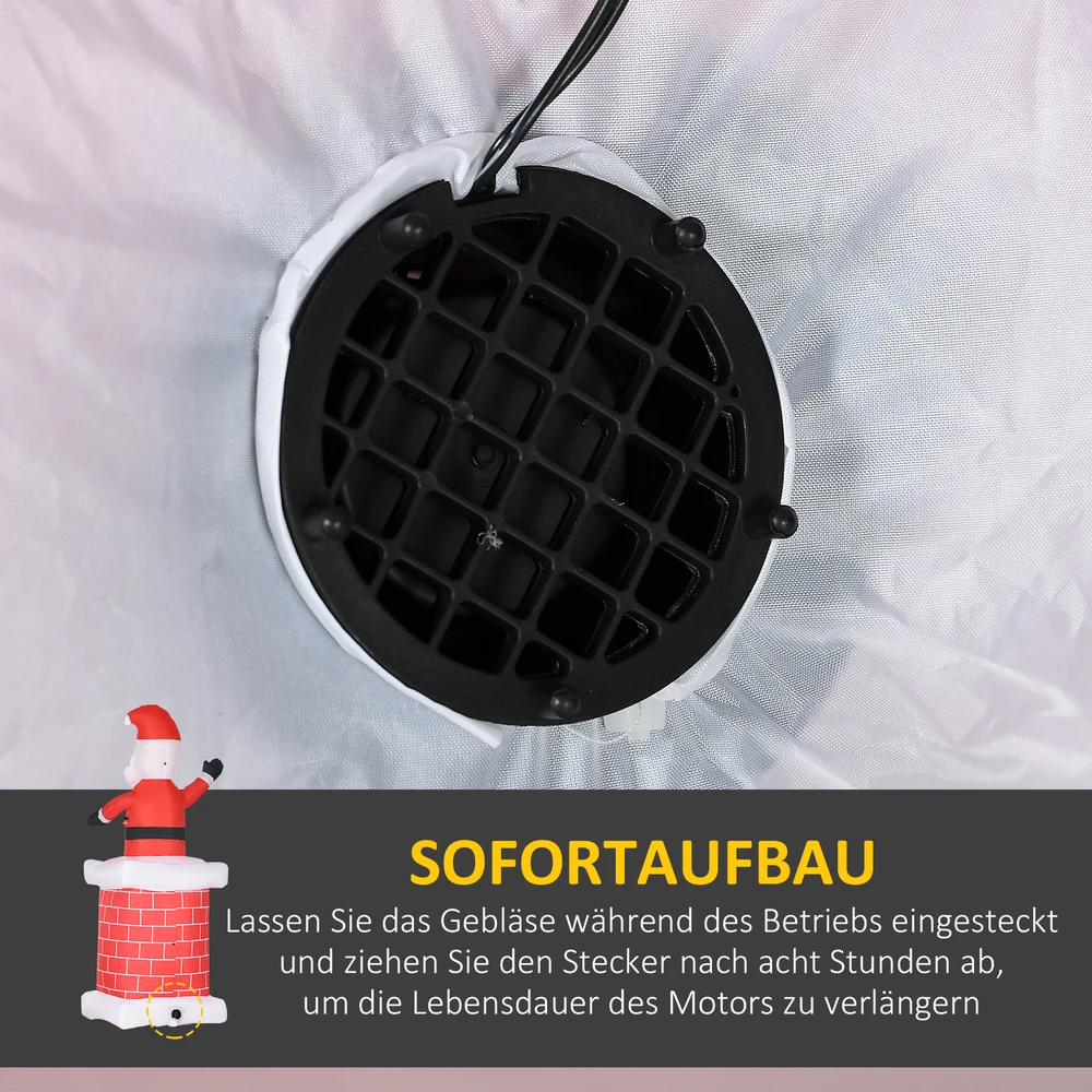 Pripučiama kalėdinė dekoracija Kalėdų Senelis prie kamino su LED apšvietimu, įvairiaspalvė, 80 × 70 × 210 cm