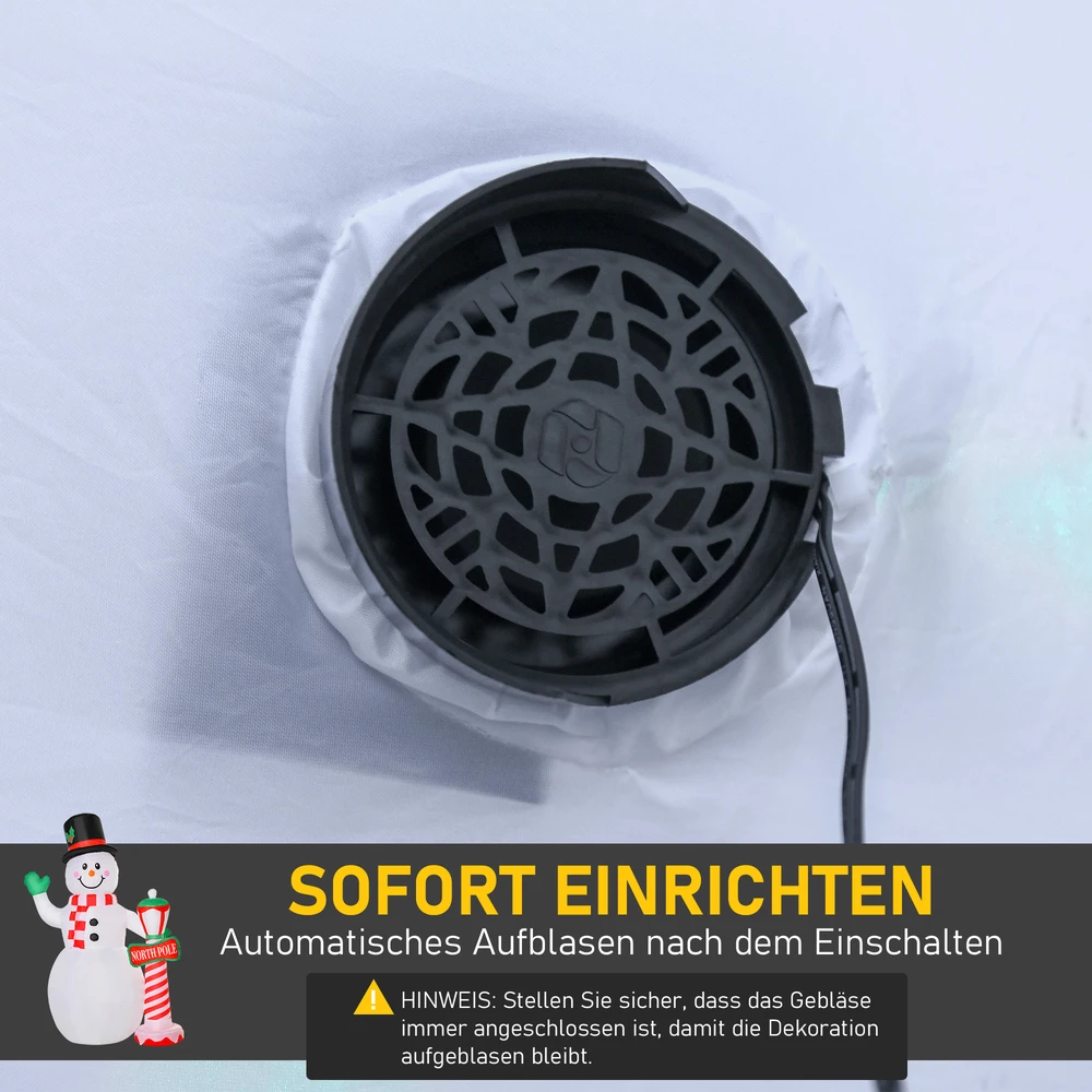 Pripučiama Kalėdų dekoracija – sniego senis su žibintu ir LED apšvietimu, balta, 164 × 103 × 240 cm