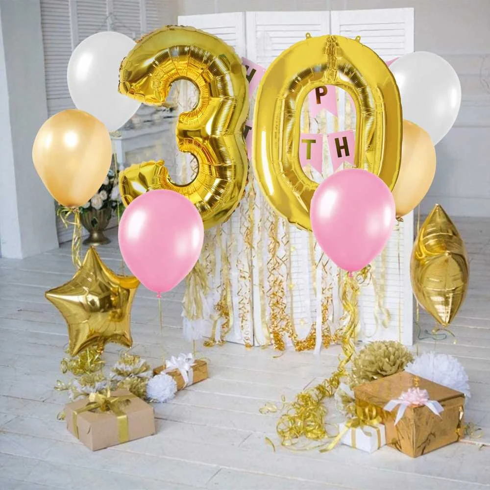 Springos Pripučiamas auksinis numeris „0“, 40 cm