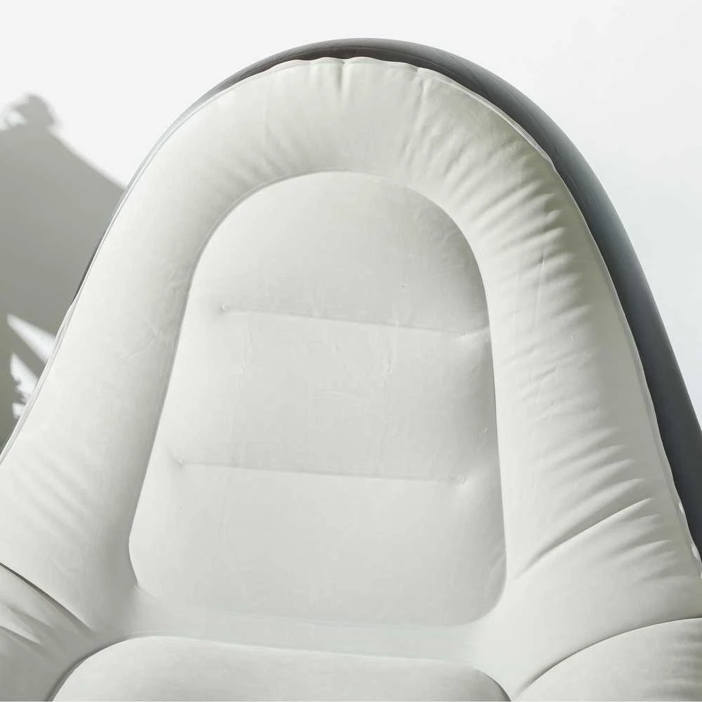Outsunny pripučiama sofa su kojų atrama, oro sofa su puodelių laikikliu, skirta stovyklavimui ir naudojimui namuose, šviesiai pilka, 125x100x87 cm