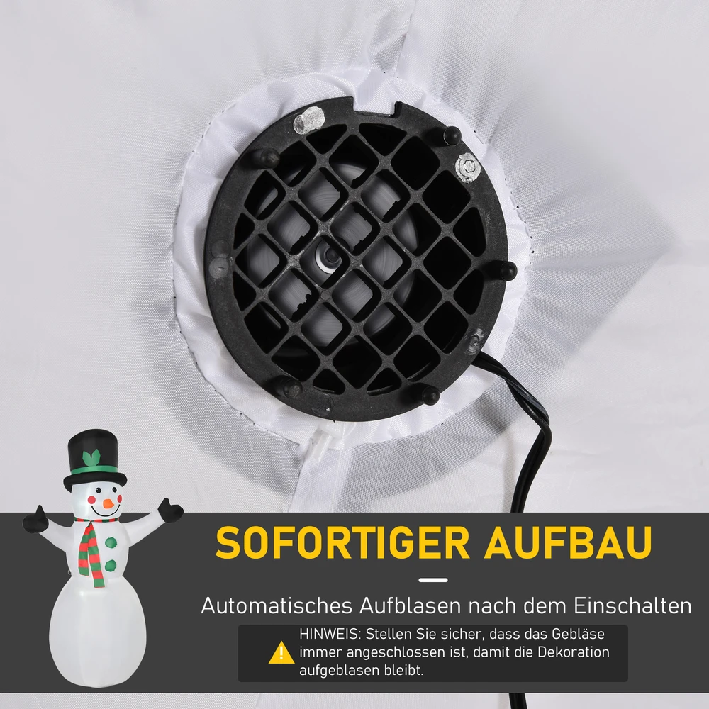 Homcom Pripučiamas kalėdinis sniego senis su LED apšvietimu, baltas, 130 × 72 × 193 cm