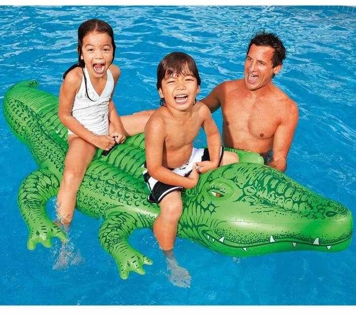 Intex Giant Gator Ride-On pripučiamas vežimėlis, 203x114 cm