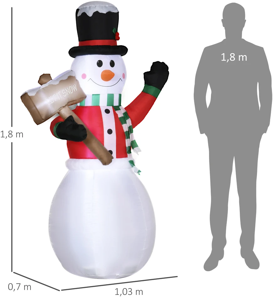 Kalėdų dekoracija pripučiamas sniego senis 180 cm