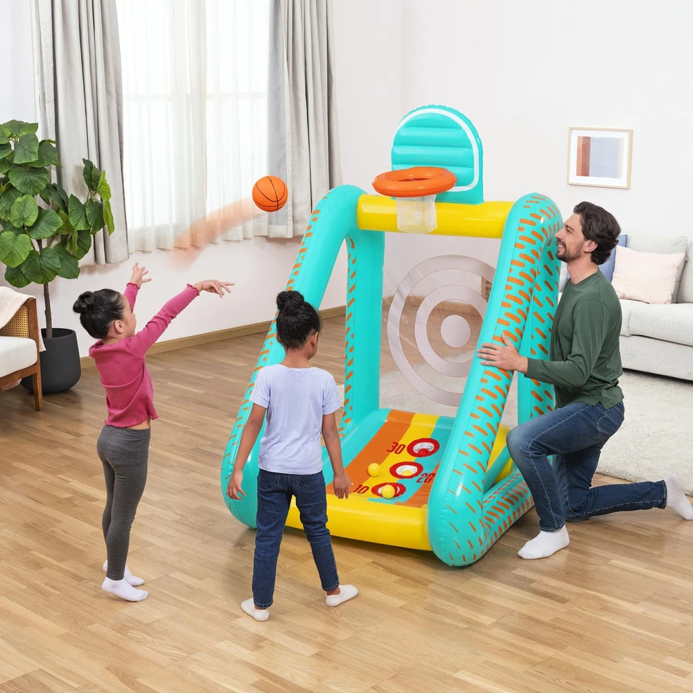 Bestway 3 viename sodo žaidimas krepšinis + futbolas + vartai 127x109x178cm 52813