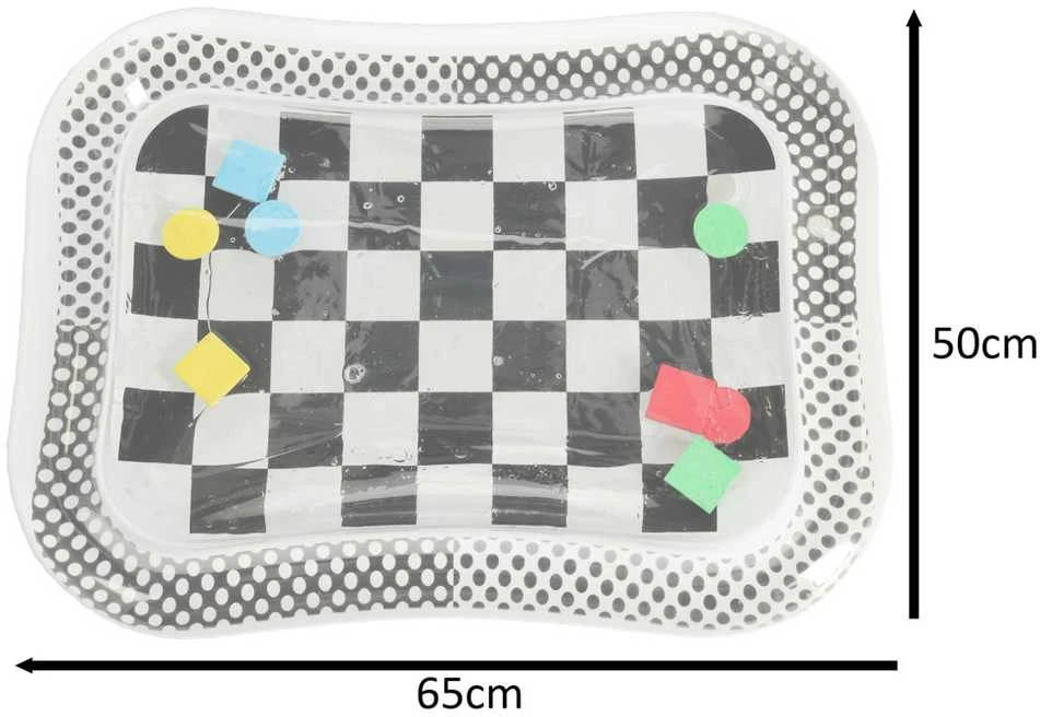Roger Vandens pripučiamas kilimėlis, kontrastuojantis su juoda ir balta šachmatų lenta 65 cm x 50 cm