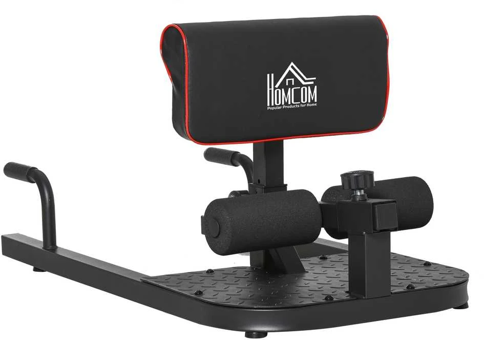 HOMCOM Sissy Squat pritūpimų treniruoklis, kojų ir pilvo presui, 3-in-1, reguliuojamas, iki 120 kg, plieno, juodas, 50x97x44,5–56,5 cm