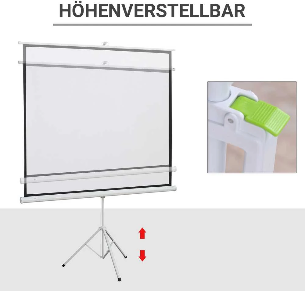 HOMCOM projektoriaus ekranas su stovu, 4:3 projekcijos plotas, 84 colių sulankstomas ekranas 171 x 131 cm, reguliuojamo aukščio ekranas namams, mokyklai, susitikimams