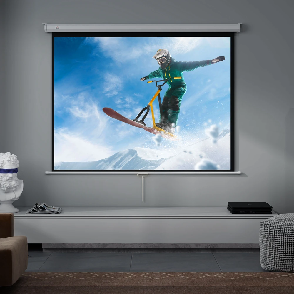 Projektorius HOMCOM projektoriaus ekranas 171 x 128 cm, 84 colių, 4:3 HD 4K, plastikinis, metalinis, namų kinui