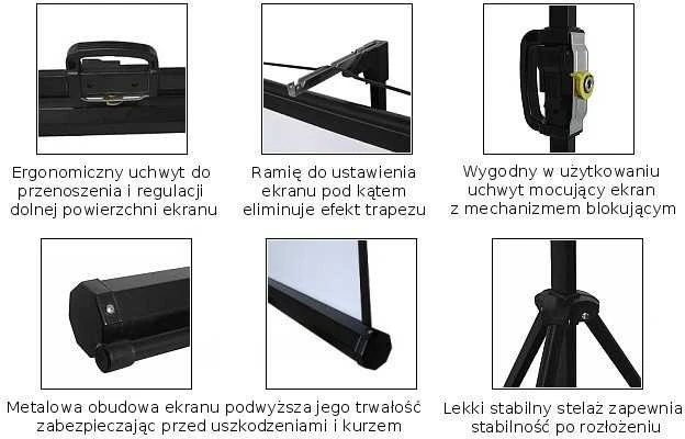 MACLEAN MC-536 Maclean MC-536 Standard Portable Projektoriaus ekranas su stovu 72?? 4:3 145x110 cm