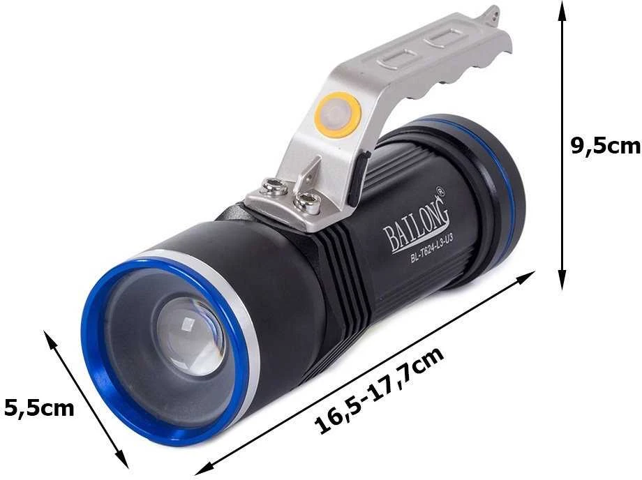 Prožektorius Bailong T624 su CREE XM-L T6 dioda ir COB šviesos funkcija
