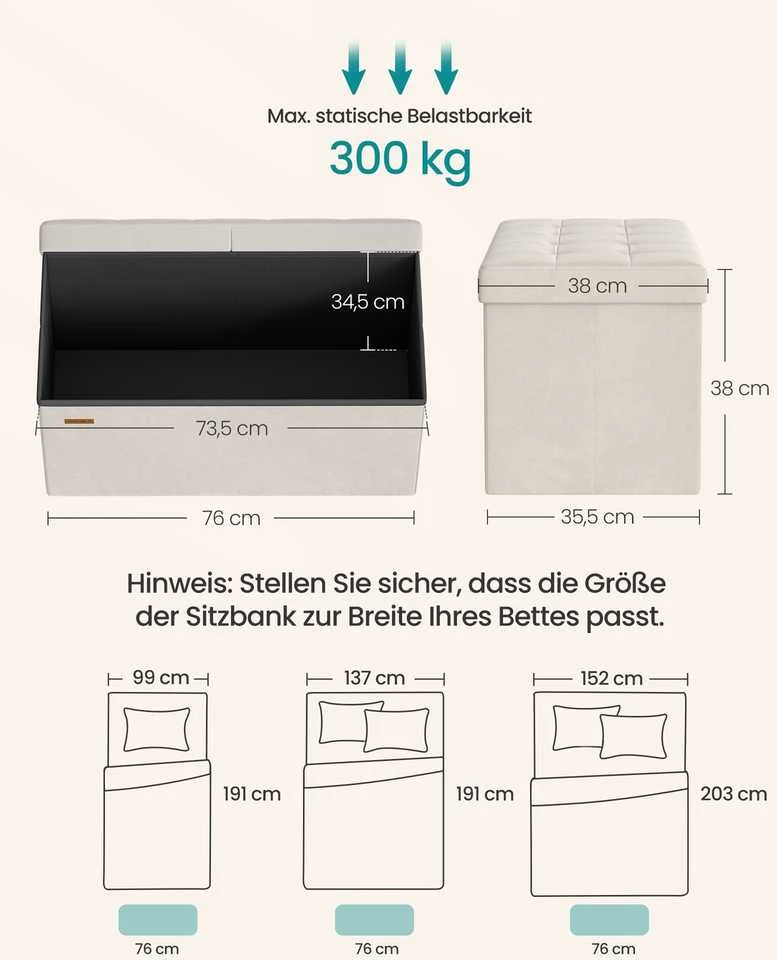 Songmics Pufas 38 × 76 × 38 cm