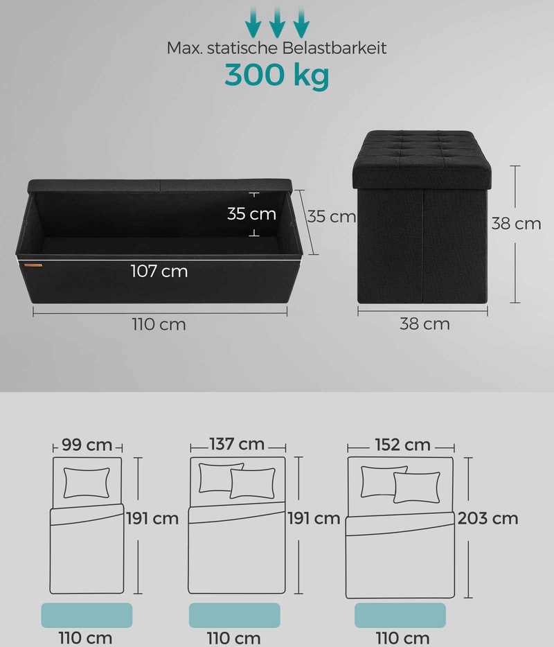 Songmics Pufas 38 x 110 x 38 cm