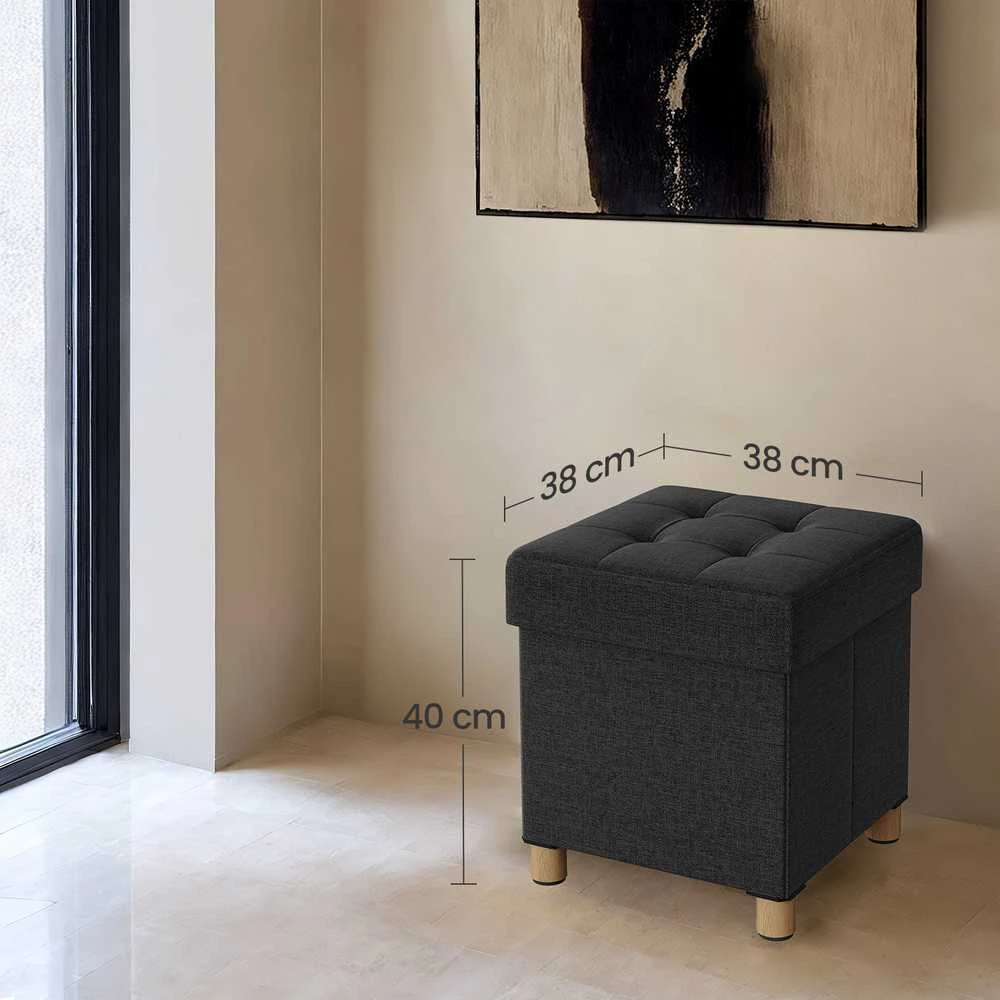 Songmics Pufas, 38 x 38 x 40 cm, juoda