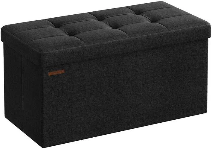 Songmics Sulankstomas 76 cm suolas su daiktadėže, juodas