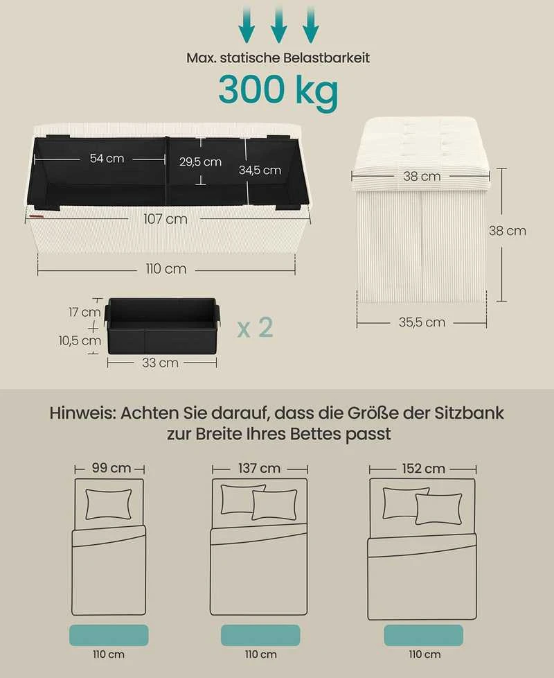 Songmics Pufas, 38x110x38 cm