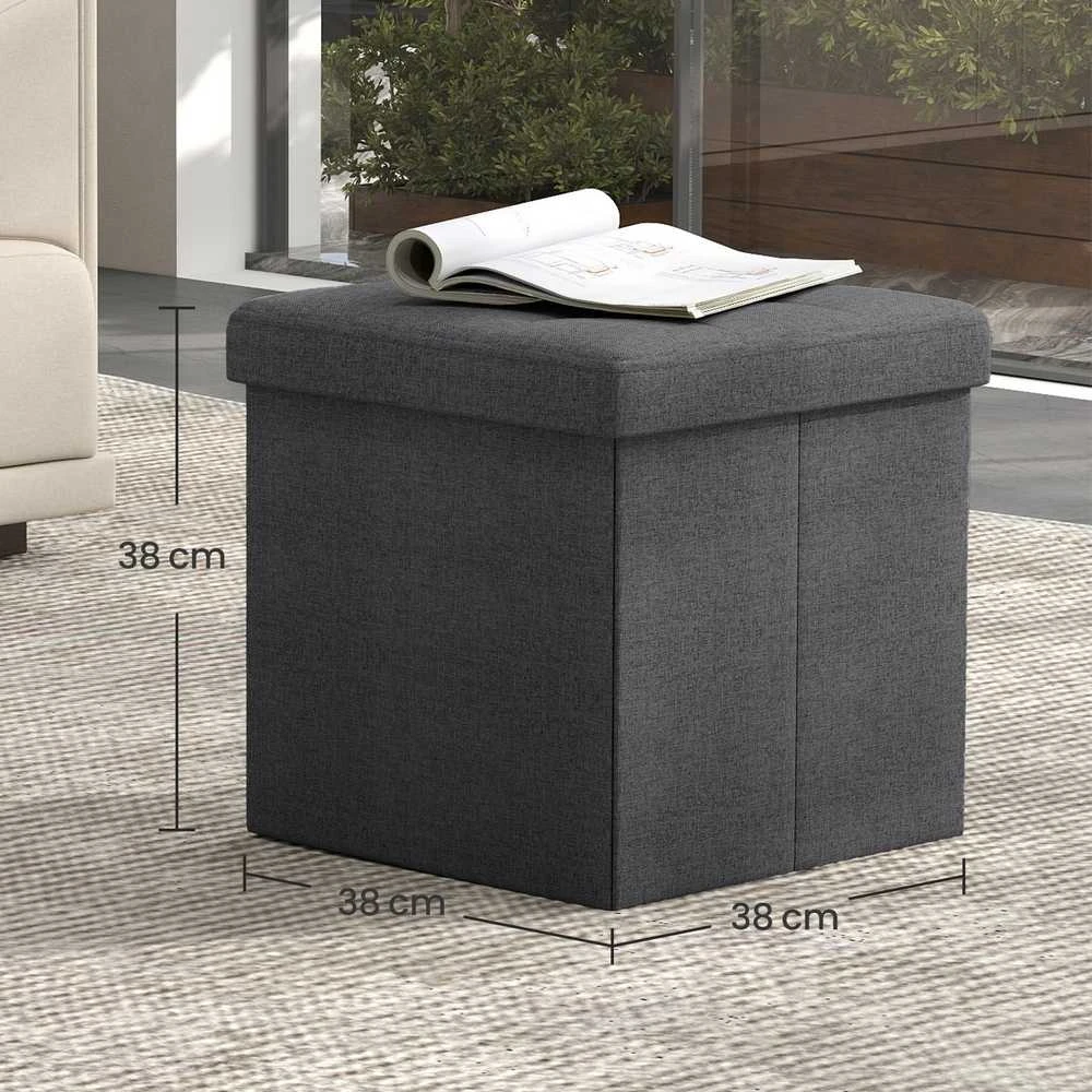 Songmics Pufas 38x38x38 cm tamsiai pilka