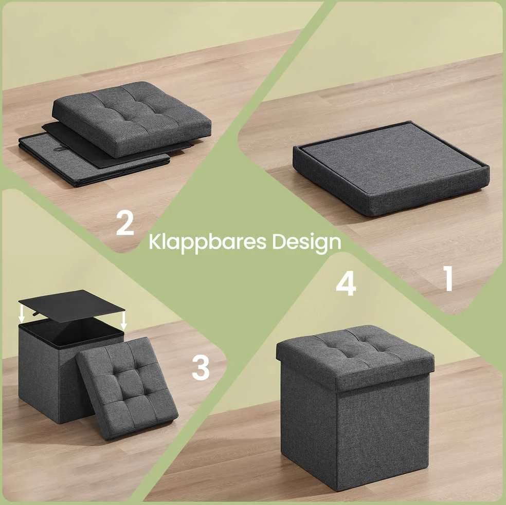 Songmics Pufas 38x38x38 cm tamsiai pilka