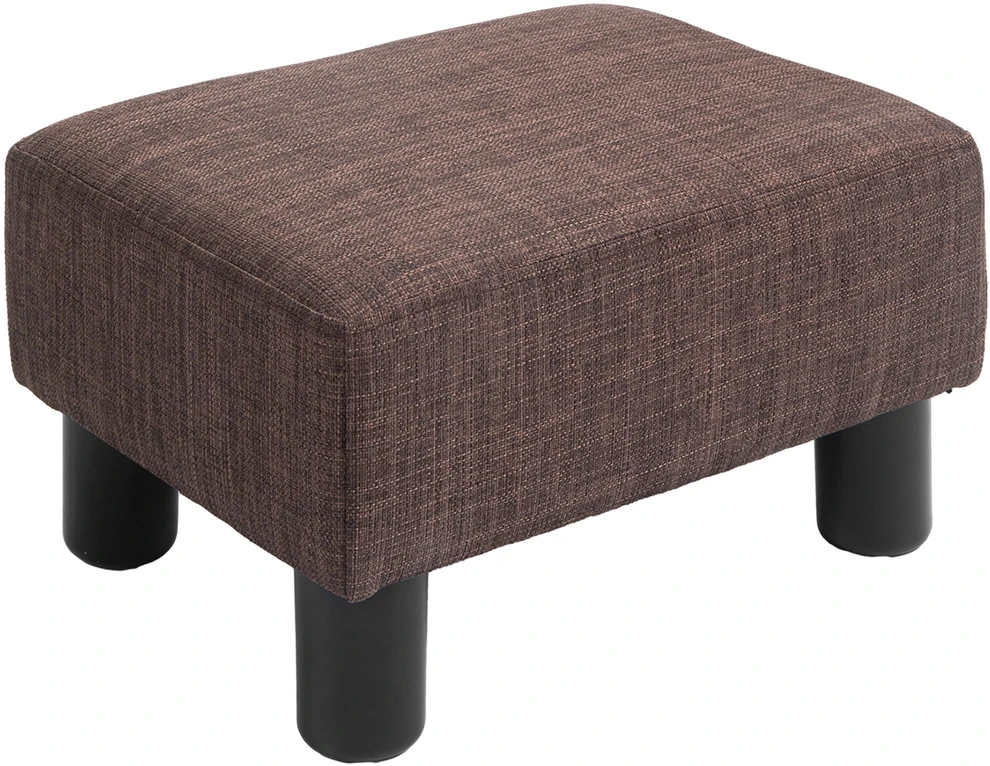 HOMCOM sėdima taburetė otomanas kojų atrama stačiakampė, lininis apmušalas, paminkštinta taburetė iki 100 kg apkrova, svetainei, koridoriui, ruda, 40 x 30 x 24 cm