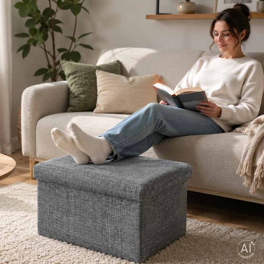 Pufas 49 x 31 x 29 cm pilkas