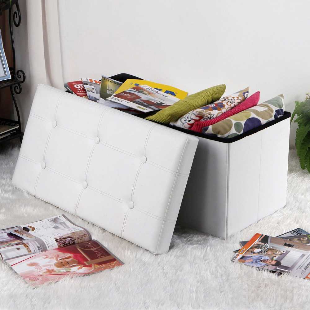 Songmics Sėdynės krūtinės 76 cm dirbtinės odos baltos spalvos