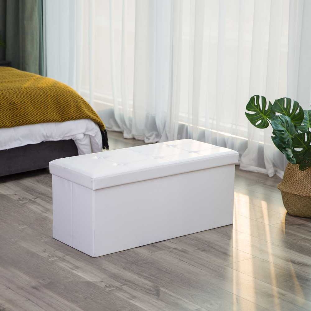 Songmics Sėdynės krūtinės 76 cm dirbtinės odos baltos spalvos