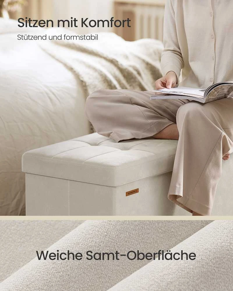 Songmics Suolas su daiktadėže 38 x 110 x 40 cm Kojinė 112 L cappuccino beige