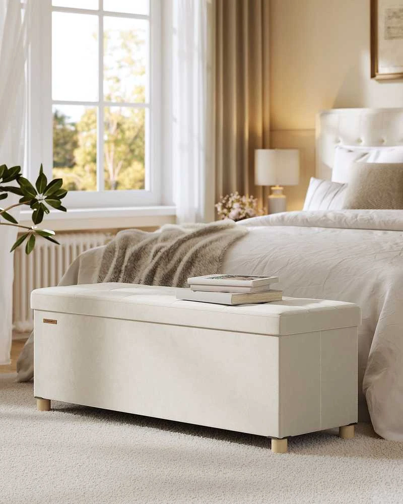 Songmics Suolas su daiktadėže 38 x 110 x 40 cm Kojinė 112 L cappuccino beige