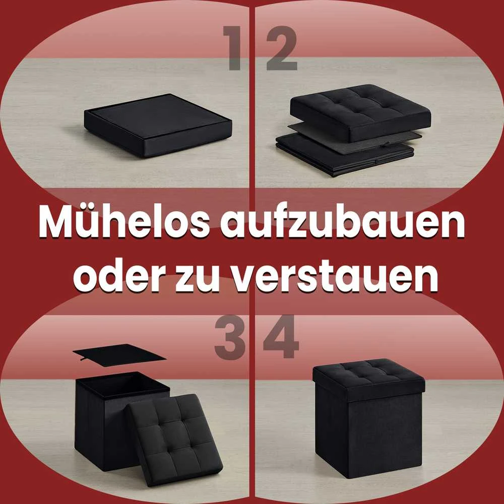 Songmics Pufas su daiktadėže, 38x38x38 cm, 300 kg apkrova