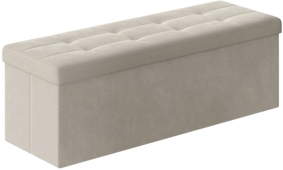 Leobert Pufas su daiktadėže, sulankstomas, 131 l, kreminės baltos spalvos, 110 × 38 × 38 cm