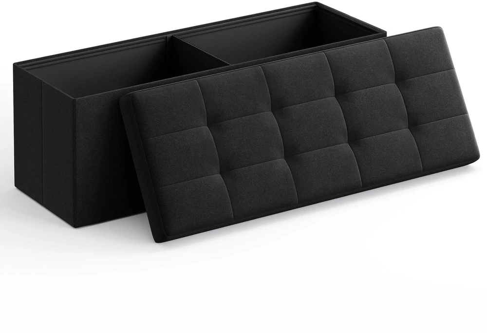 Leobert Pufas su daiktadėže, sulankstomas, juodas, 110 × 38 × 38 cm