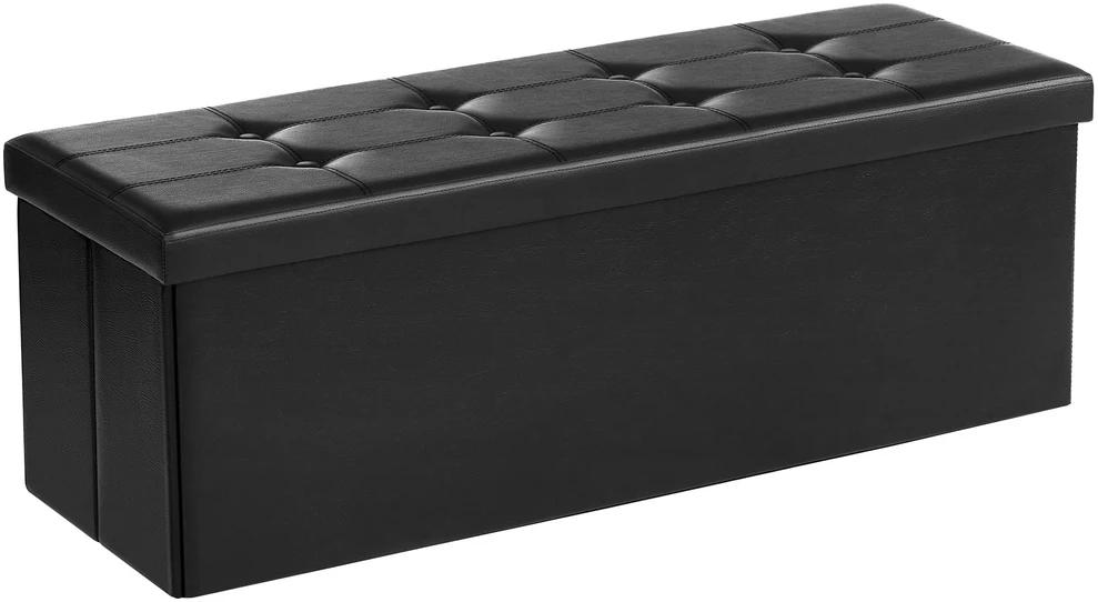 Leobert Pufas su daiktadėže, sulankstomas, juodas, 110 × 38 × 38 cm