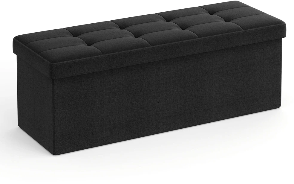 Leobert Pufas su daiktadėže, sulankstomas, juodas, 110 × 38 × 38 cm