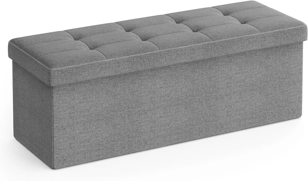 Leobert Pufas su daiktadėže, sulankstomas, šviesiai pilkas, 110 × 38 × 38 cm