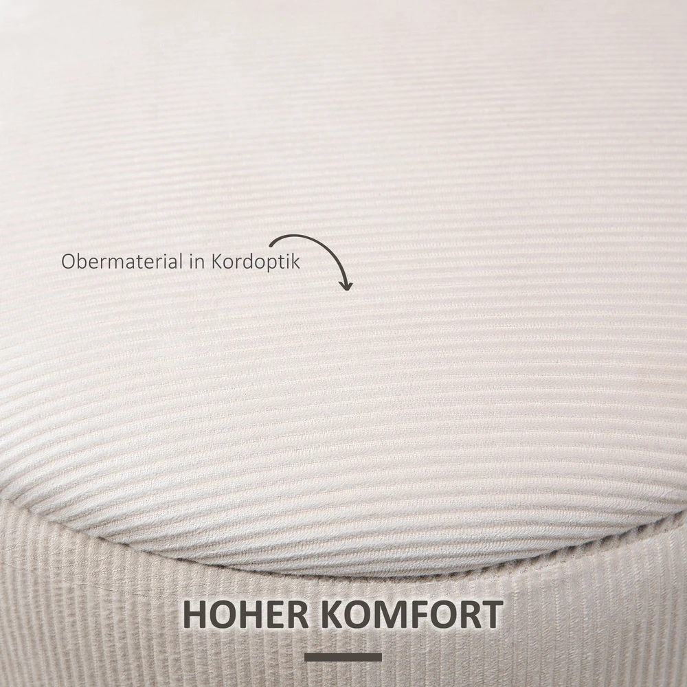 HOMCOM 2 vnt. sėdimųjų pufų komplektas su daiktadėže, osmanas, pėdų kėdutė, laikymo dėžė, nuimamas dangtis, velvetinis apmušalas, kreminės baltos spalvos, 40 x 40 x 41 cm