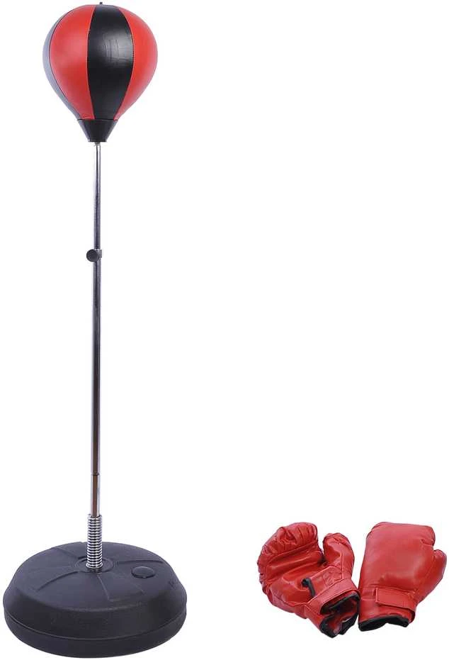 HOMCOM pastatomas bokso kriaušės rinkinys, reguliuojamo aukščio 125-145 cm, su pirštinėmis ir pompa, profesionalams ir pradedantiesiems